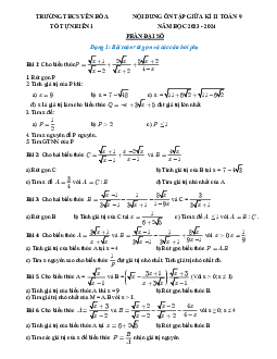 Nội dung ôn tập giữa kì 2 Toán 9 năm 2023 – 2024 trường THCS Yên Hòa – Hà Nội