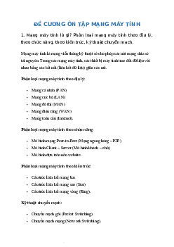 Đề cương ôn tập Mạng máy tính