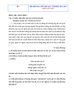 Bộ đề thi giữa Kì 2 Văn 8 năm 2022 (có đáp án)