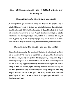 Đóng vai hướng dẫn viên, giới thiệu với du khách một món ăn ở địa phương em (28 mẫuTiếng việt 4 Chân trời sáng tạo