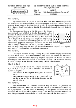 Đề thi tuyển sinh lớp 10 THPT Chuyên năm 2018-2019 môn vật lý Sở GD Quảng Nam (có lời giải)