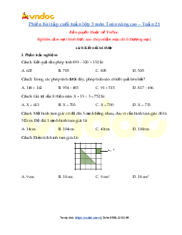 Phiếu bài tập cuối tuần lớp 3 môn Toán - Tuần 21 (Nâng cao) | Kết nối tri thức