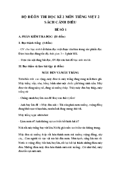 Đề ôn thi học kì 2 môn Tiếng Việt 2 sách Cánh diều