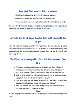 Soạn bài Viết một truyện kể sáng tạo dựa trên một truyện đã đọc | SGK Ngữ Văn 9 Chân trời sáng tạo (Tập 1)