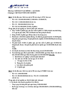 Bài tập Chương 3: Kế toán vốn chủ sở hữu