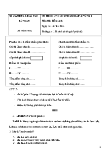 Kỳ thi chọn học sinh giỏi lớp 12 vòng 2 tỉnh Long An năm 2011 môn thi Tiếng Anh