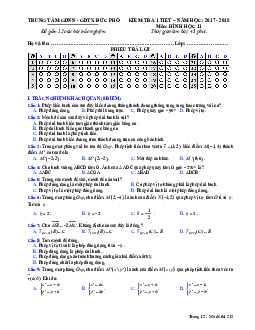 Kiểm tra Hình học 11 chương 1 năm 2017 – 2018 trung tâm GDNN – GDTX Đức Phổ – Quảng Ngãi