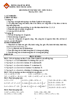 Đề cương ôn tập học kì 1 Toán 6 năm 2021 – 2022 trường THCS Thăng Long – Hà Nội