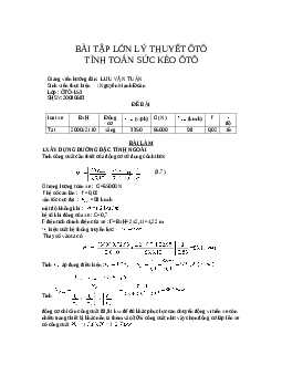 Bài tập lớn: Tính toán sức kéo ô tô | Đại học Giao thông vận tải