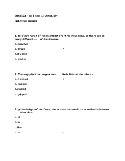 MULTIPLE CHOICE Advanced grammar and vocabulary ENGLEZA – an 1 sem 1 JURNALISM