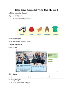 Giải BT Tiếng Anh 3 Wonderful World Unit 5 My clothes Lesson 1