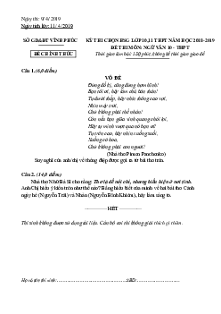 Đề thi hsg môn văn 10 tỉnh Vĩnh Phúc năm 2019 (Có đáp án)