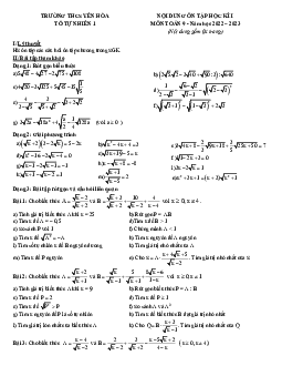 Nội dung ôn tập học kì 1 Toán 9 năm 2022 – 2023 trường THCS Yên Hòa – Hà Nội