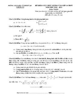 Đề KSCL Toán vào lớp 10 năm 2022 – 2023 phòng GD&ĐT Thọ Xuân – Thanh Hoá