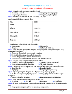 Bài tập trắc nghiệm địa lí 9 bài 8: Sự phát triển và phân bố nông nghiệp (có đáp án)