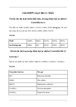 Giải KHTN 8 Bài 12: Muối | Cánh diều