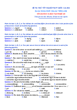 Đề thi thử THPT Quốc gia năm 2024 môn Tiếng Anh của Sở GD&ĐT Nghệ An