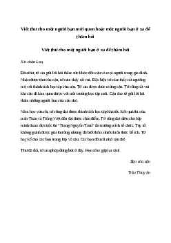 Viết thư cho một người bạn mới quen hoặc một người bạn ở xa để thăm hỏi Tiếng việt 4| Chân trời sáng tạo