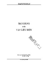 Bài giảng môn Vật liệu điện_Phạm Hồng Thịnh| Bài giảng môn Vật liệu điện| Trường Đại học Bách Khoa Hà Nội