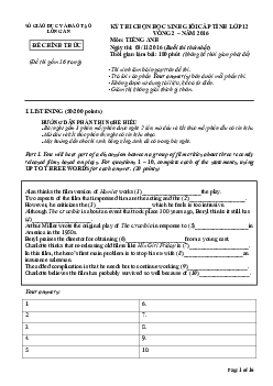 Đề thi chọn đội tuyển dự thi Học sinh giỏi quốc gia THPT năm 2016 môn Tiếng Anh tỉnh Long An (Vòng II)
