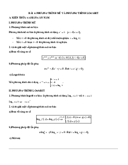 Các dạng bài tập VDC phương trình mũ và phương trình lôgarit