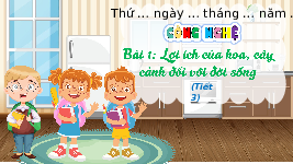 Giáo án điện tử Công Nghệ  4 KNTT -  Kết Nối Tri Thức:  Bài 1: tiết 3 Lợi ích của hoa, cây cảnh đối với đời sống ( Tiết 3).