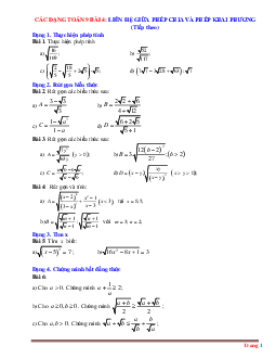 Các dạng toán 9 bài 4: Phép chia và phép khai phương tiếp theo (có đáp án và lời giải chi tiết)