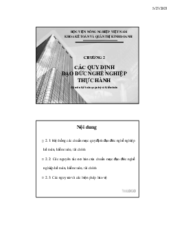 Chương 2: Các quy định đạo đức nghề nghiệp thực hành | Học viện Nông nghiệp Việt Nam