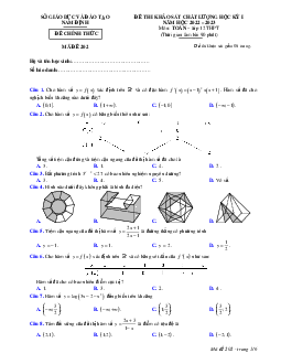 Đề khảo sát học kỳ 1 Toán 12 năm 2022 – 2023 sở GD&ĐT Nam Định