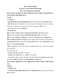 Giải bài tập SGK Địa lý lớp 12 Bài 2: Vị trí địa lí, phạm vi lãnh thổ