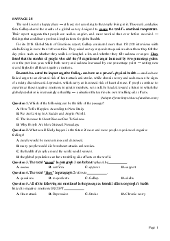 PASSAGE 28_Theme 6. Health and Lifestyles (Sức khỏe và lối sống)