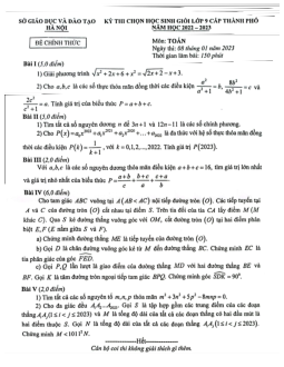 Đề thi học sinh giỏi Toán 9 năm học 2022 – 2023 sở GD&ĐT Hà Nội