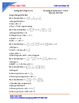 Đề cương ôn tập HK2 Toán 8 năm 2017 – 2018 trường Ngô Sĩ Liên – Hà Nội