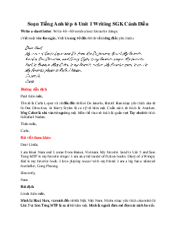 Soạn Anh 6 Unit 1 Writing SGK Cánh Diều