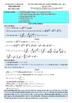 Đề tuyển sinh vào lớp 10 THPT môn Toán năm 2018 – 2019 sở GD và ĐT Thừa Thiên Huế