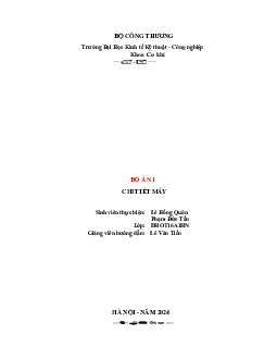 Đồ án môn chi tiết máy | Trường Đại học kinh tế kỹ thuật công nghiệp