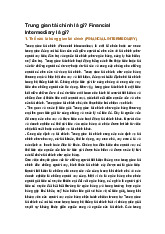 Trung gian tài chính là gì? Financial Intermediary là gì?