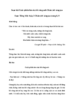 Soạn bài Đọc: Cuộc phiêu lưu của bồ công anh - Tiếng Việt 4 Chân trời sáng tạo