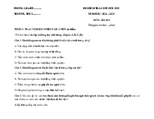 Đề thi học kỳ 1 môn Giáo dục công dân lớp 9 năm học 2024 - 2025 | Bộ sách Chân trời sáng tạo
