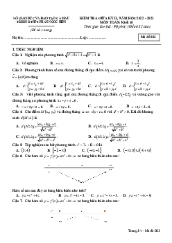 Đề giữa kỳ 2 Toán 10 năm 2022 – 2023 trường THPT Phan Ngọc Hiển – Cà Mau