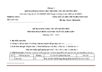 Kế hoạch giáo dục Ngữ văn 7 Chân trời sáng tạo