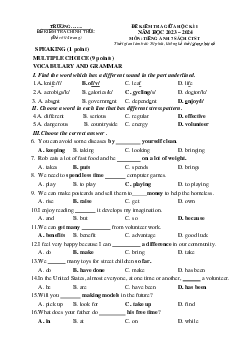 Đề thi giữa học kì 1 môn tiếng Anh lớp 7 năm 2023 - 2024 CTST Đề 2