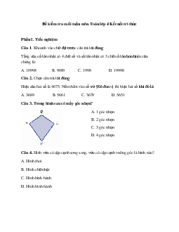 Bài tập cuối tuần Toán lớp 4 Kết nối tri thức - Tuần 17 (Cơ bản)