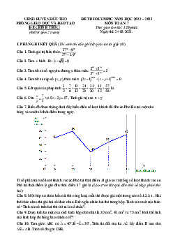 Đề thi Olympic Toán 7 năm 2022 – 2023 phòng GD&ĐT Đức Thọ – Hà Tĩnh