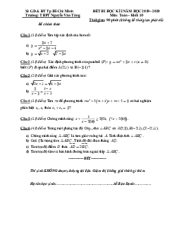 Đề thi HK1 Toán 10 năm 2019 – 2020 trường THPT Nguyễn Văn Tăng – TP HCM