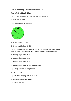 Đề thi học kì 1 lớp 2 năm 2023 - 2024 theo Thông tư 27 | Toán 2 Cánh diều đề 5