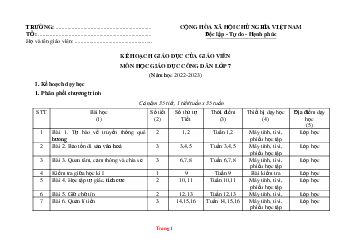 Kế hoạch giáo dục GDCD 7 bộ cánh diều 2022-2023