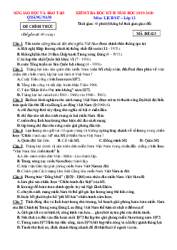 Đề thi HK2 môn Sử 12 Sở GD và ĐT Quảng Nam 2019-2020 (có đáp án)