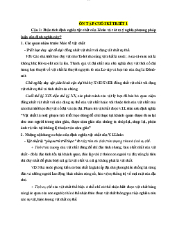 Tài liệu ôn tập học kì một | môn Triết học Mác -Lênin | Đại học sư phạm Hà nội