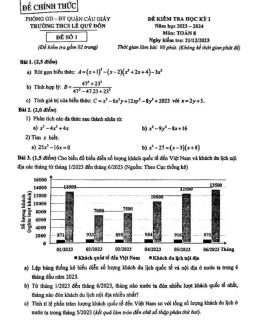 Đề học kỳ 1 Toán 8 năm 2023 – 2024 trường THCS Lê Quý Đôn – Hà Nội